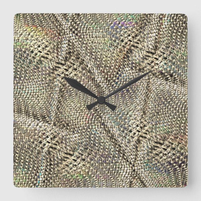 Abstrakte Jute mit leichter Metalltonschnur Quadratische Wanduhr (Vorderseite)