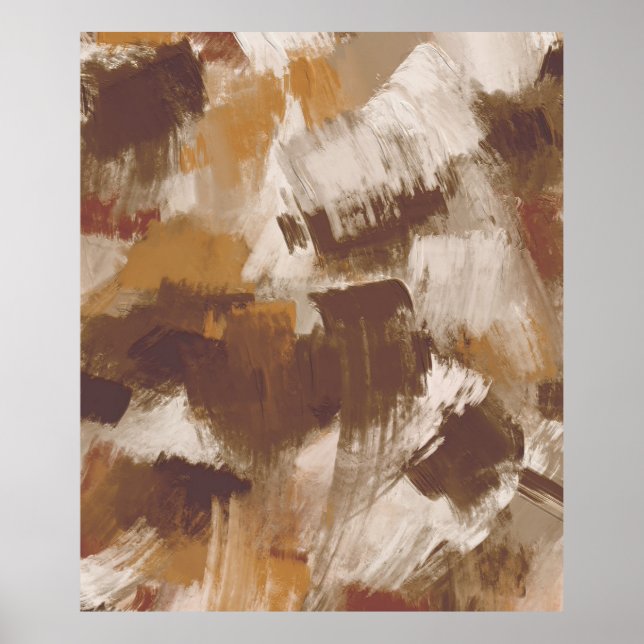 Abstrakte Kaffeefarben Paint Strokes Poster (Vorne)