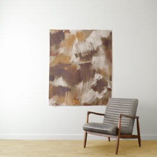 Abstrakte Kaffeefarben Paint Strokes Wandteppich