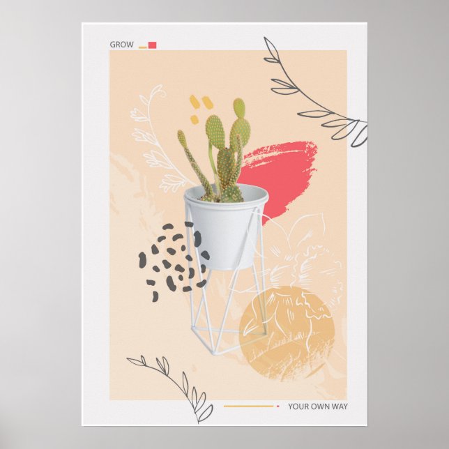 Abstrakte Kaktus-Pflanze Poster (Vorne)