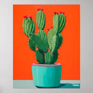 Abstrakte Kaktus Stillleben Malerei, Abstrakter Ak Poster