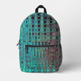 Abstrakte Kaleidoskopische Aqua Retro Boomerang Wa Bedruckter Rucksack
