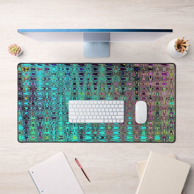 Abstrakte Kaleidoskopische Aqua Retro Boomerang Wa Schreibtischunterlage (Büro 1)