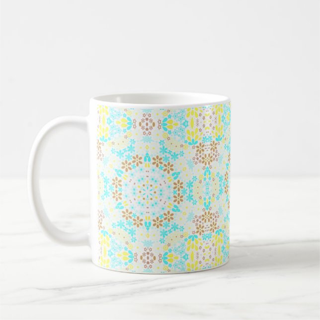 Abstrakte kaleidoskopische Blume Kaffeetasse (Links)