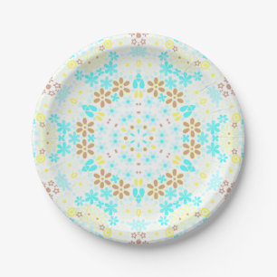 Abstrakte kaleidoskopische Blume Pappteller