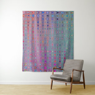 Abstrakte Kaleidoskopische Retro Boomerang Waves Wandteppich