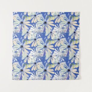 Abstrakte Kameras auf blauem Hintergrund. Wandteppich