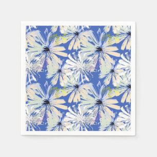 Abstrakte Kamille auf blauem Hintergrund. Serviette