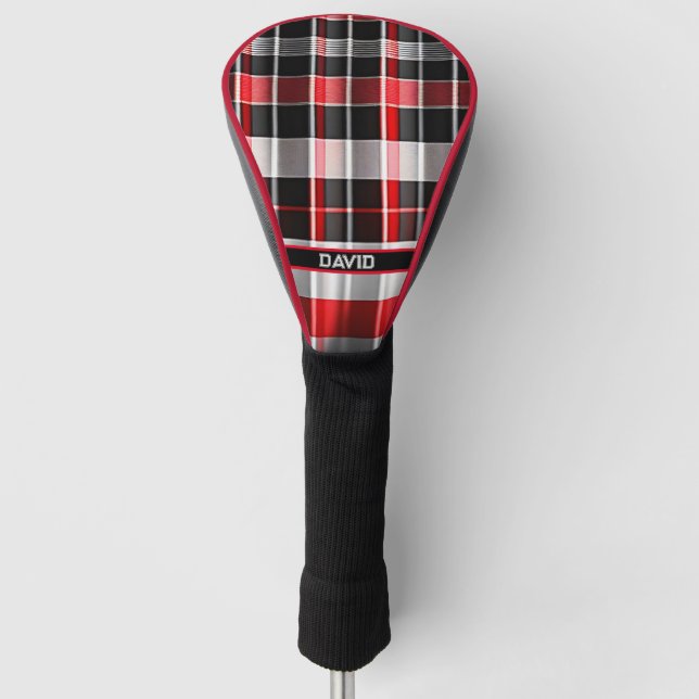Abstrakte Karierte Kollektion aus Red Black Golf Headcover (Vorderseite)