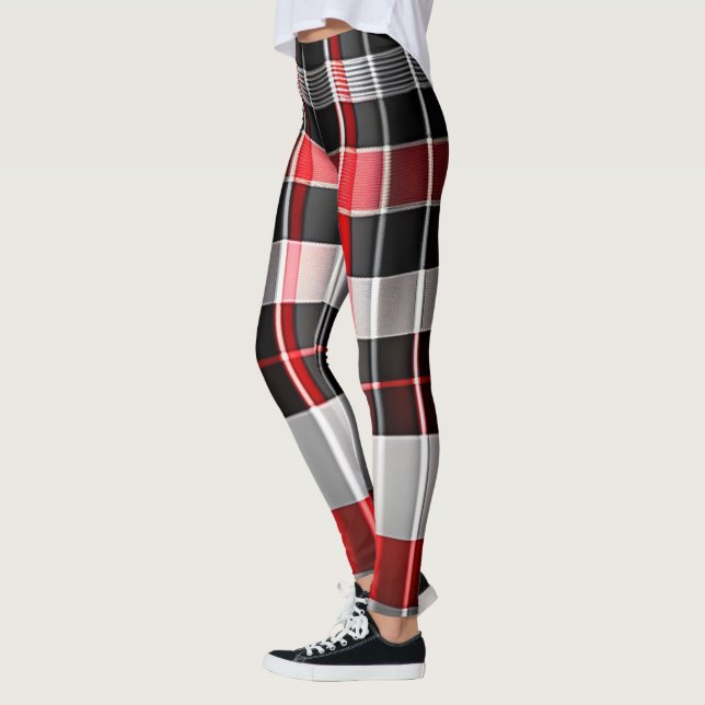 Abstrakte Karierte Kollektion aus Red Black Leggings (Links)