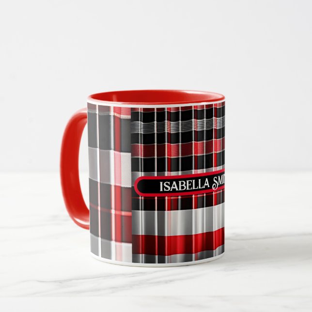 Abstrakte Karierte Kollektion aus Red Black Tasse (Vorderseite Links)