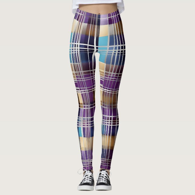 abstrakte karierte Leggings (Vorderseite)