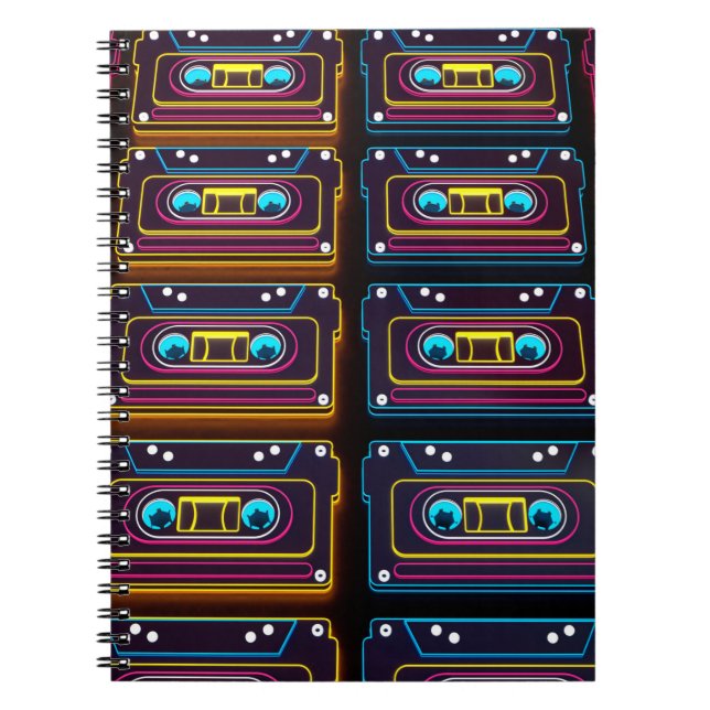 Abstrakte Kassette neon-Retro-Musik aus Backgro Notizblock (Vorderseite)