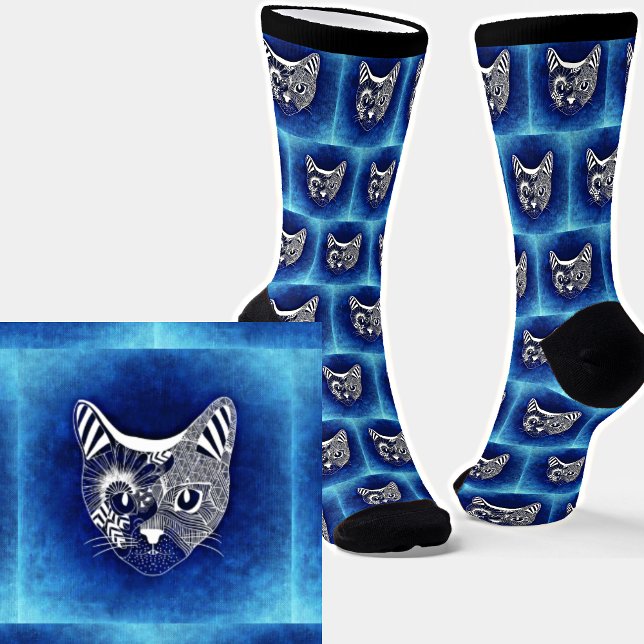 Abstrakte Katze auf blau Socken (Von Creator hochgeladen)