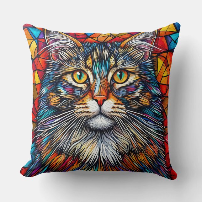 Abstrakte Katze-Illustration Kissen (Vorderseite)