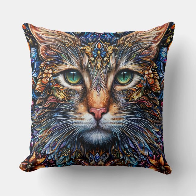 Abstrakte Katze-Illustration Kissen (Vorderseite)