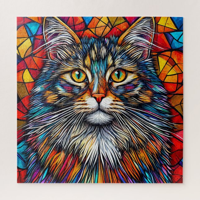 Abstrakte Katze-Illustration Puzzle (Vertikal)