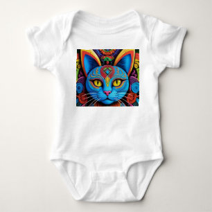Abstrakte Katze mit gelben Augen Baby Strampler