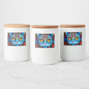 Abstrakte Katze mit gelben Augen Lebensmitteletikett