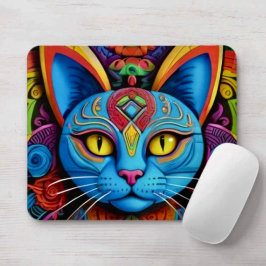 Abstrakte Katze mit gelben Augen Mousepad