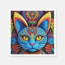 Abstrakte Katze mit gelben Augen Serviette