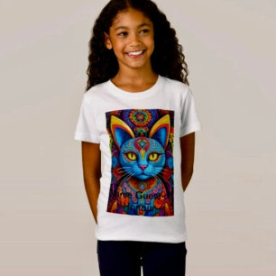 Abstrakte Katze mit gelben Augen T-Shirt