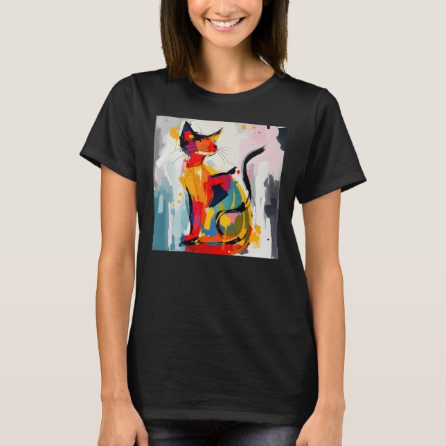 Abstrakte Katze T-Shirt (Vorderseite)
