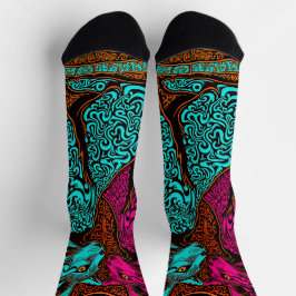 abstrakte Katzen im Stil der 1970er Jahre Socken