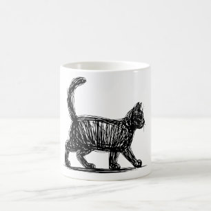 Abstrakte Katzen-Linienkunst Minimalistische Kritz Kaffeetasse