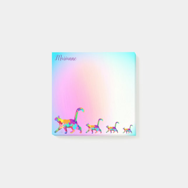 Abstrakte Katzenart Moderne Personalisierte Post-it Klebezettel (Vorderseite)