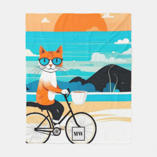 Abstrakte Katzenfahrrad-Minimalist Fleecedecke