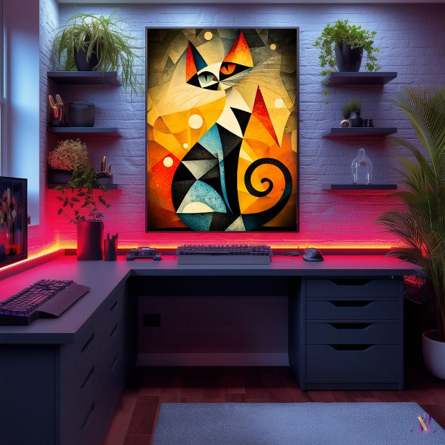 Abstrakte Katzenkunst - Geometrisches Tierdesign Poster (Von Creator hochgeladen)