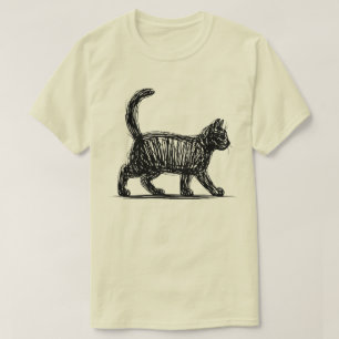 Abstrakte Katzenlinie Kunst Minimalistischer Gekri T-Shirt