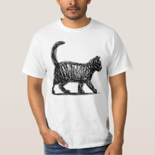 Abstrakte Katzenlinie Kunst Minimalistisches Kritz T-Shirt