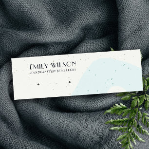 ABSTRAKTE KERAMIK AQUA BLAU STUD EARRING DISPLAY MINI VISITENKARTE