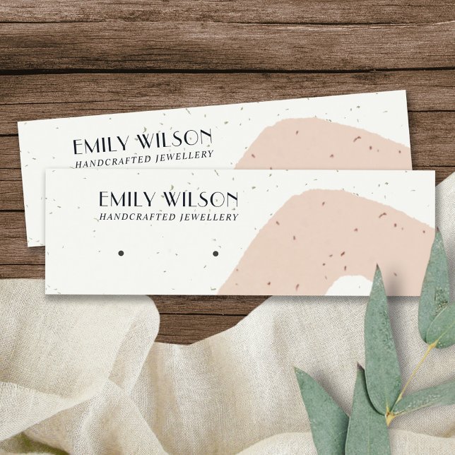 ABSTRAKTE KERAMIK BLUSH PEACH STUD EARRING DISPLAY MINI VISITENKARTE (Von Creator hochgeladen)