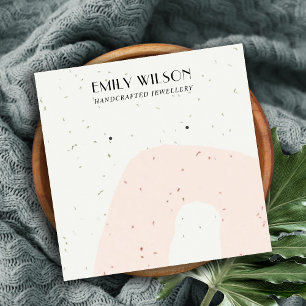 ABSTRAKTE KERAMIK BLUSH PEACH STUD EARRING DISPLAY QUADRATISCHE VISITENKARTE