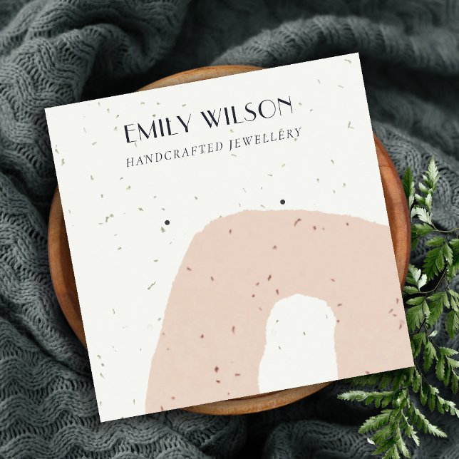 ABSTRAKTE KERAMIK BLUSH PEACH STUD EARRING DISPLAY QUADRATISCHE VISITENKARTE (Von Creator hochgeladen)