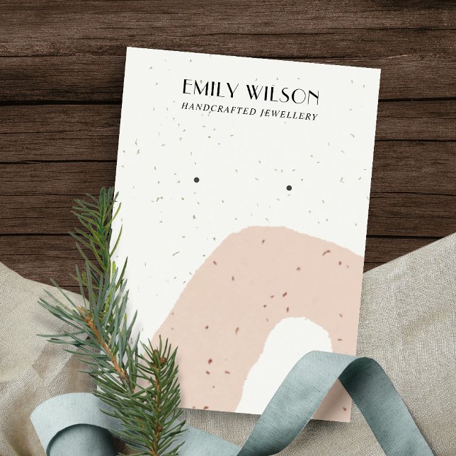 ABSTRAKTE KERAMIK BLUSH PEACH STUD EARRING DISPLAY VISITENKARTE (Von Creator hochgeladen)