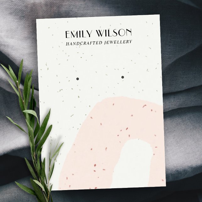 ABSTRAKTE KERAMIK BLUSH PEACH STUD EARRING DISPLAY VISITENKARTE (Von Creator hochgeladen)