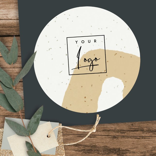 Abstrakte Keramik Ockergelbes, gesprenkeltes Logo Runder Aufkleber (Von Creator hochgeladen)