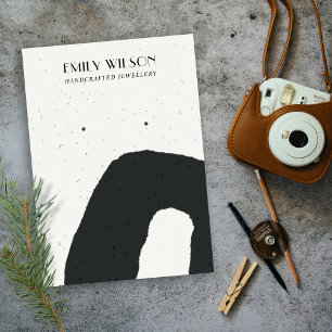 ABSTRAKTE KERAMIK SCHWARZ-WEISS STUD EARRING-ANZEI VISITENKARTE