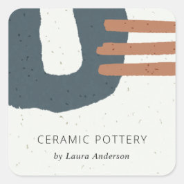 ABSTRAKTE KERAMIK TEXTURE BLUE BLACK RUST ANGEZEIG QUADRATISCHER AUFKLEBER