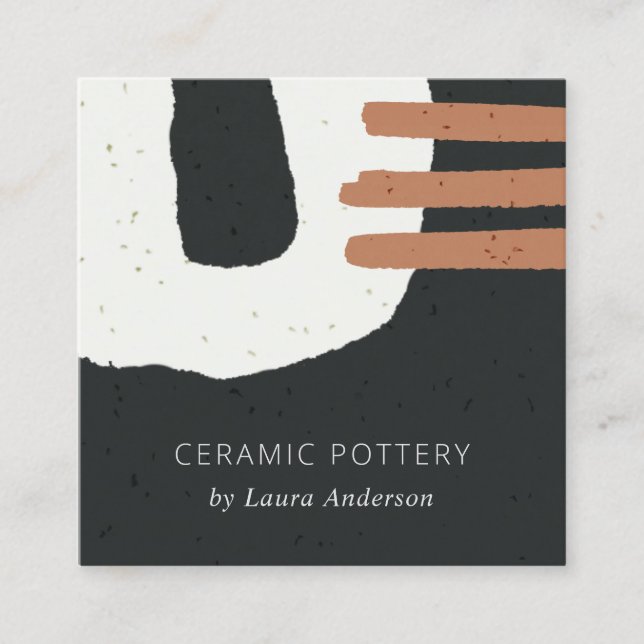 ABSTRAKTE KERAMIK TEXTURE SCHWARZ-WEISSE RUSTE QUADRATISCHE VISITENKARTE (Vorderseite)