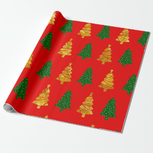 Abstrakte Kiefernbäume mit Foil Textur Nahtlose Ch Geschenkpapier