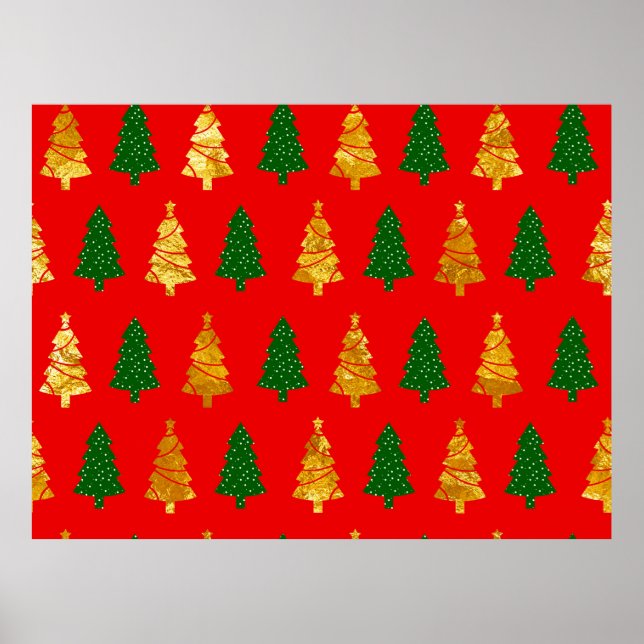 Abstrakte Kiefernbäume mit Foil Textur Nahtlose Ch Poster (Vorne)