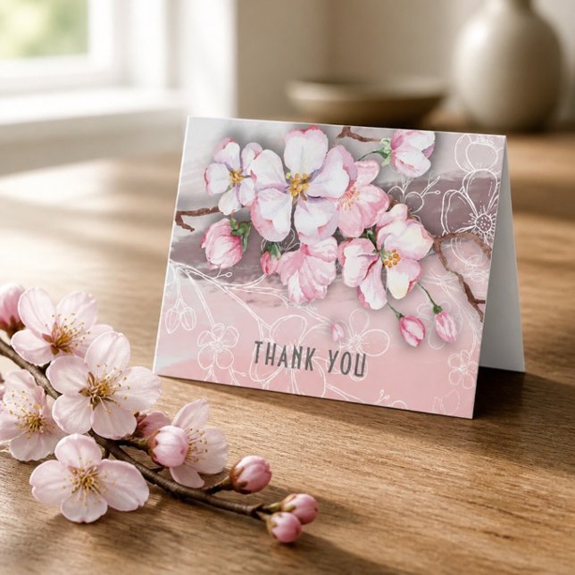 Abstrakte Kirschblüten Dankeschön Karte (Von Creator hochgeladen)