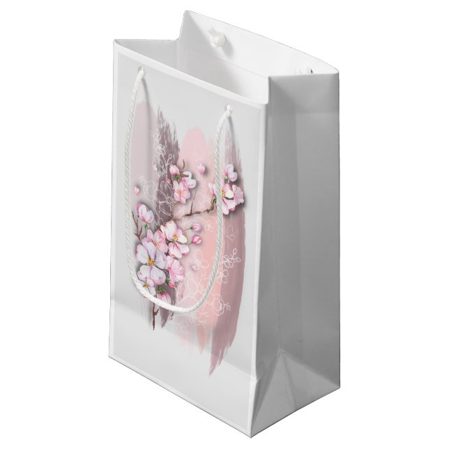 Abstrakte Kirschblüten Kleine Geschenktasche Kleine Geschenktüte (Vorderseite Schrägansicht)