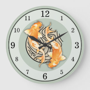 Abstrakte Koi Fish Acrylic Wall Clock Große Wanduhr