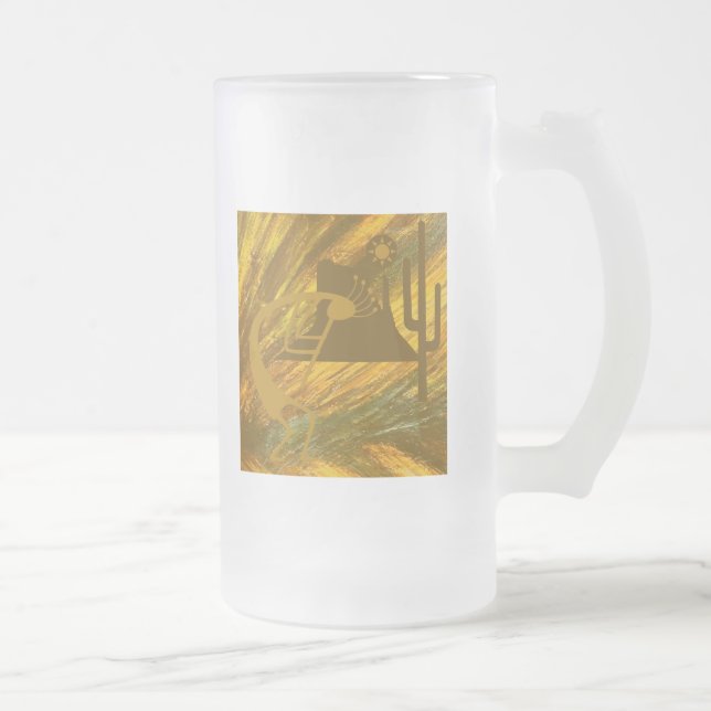 Abstrakte Kokopelli mit Mesa, Cactus & Sun Mattglas Bierglas (Rechts)